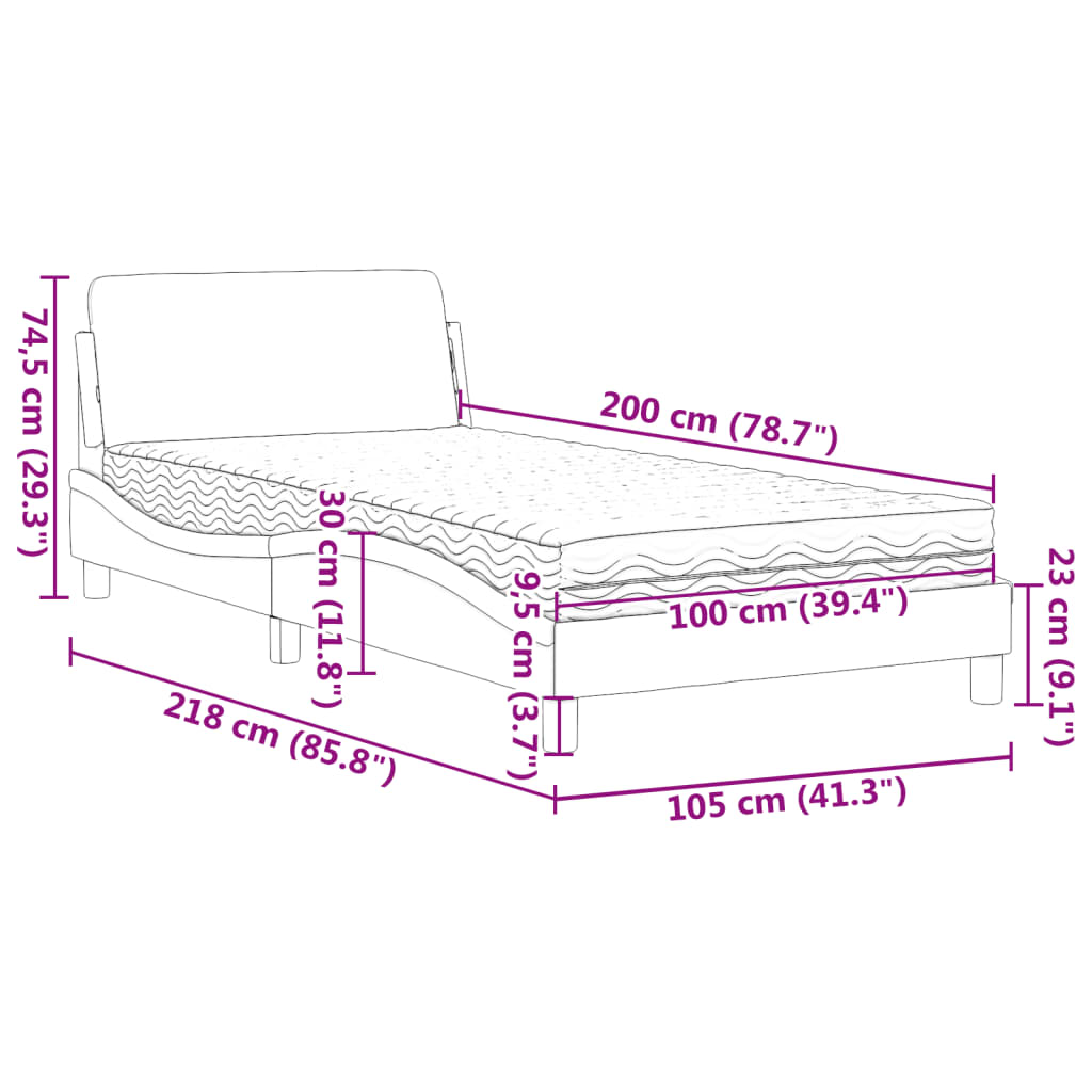vidaXL Κρεβάτι με Στρώμα Dover Κρεμ 100 x 200 εκ. Υφασμάτινο
