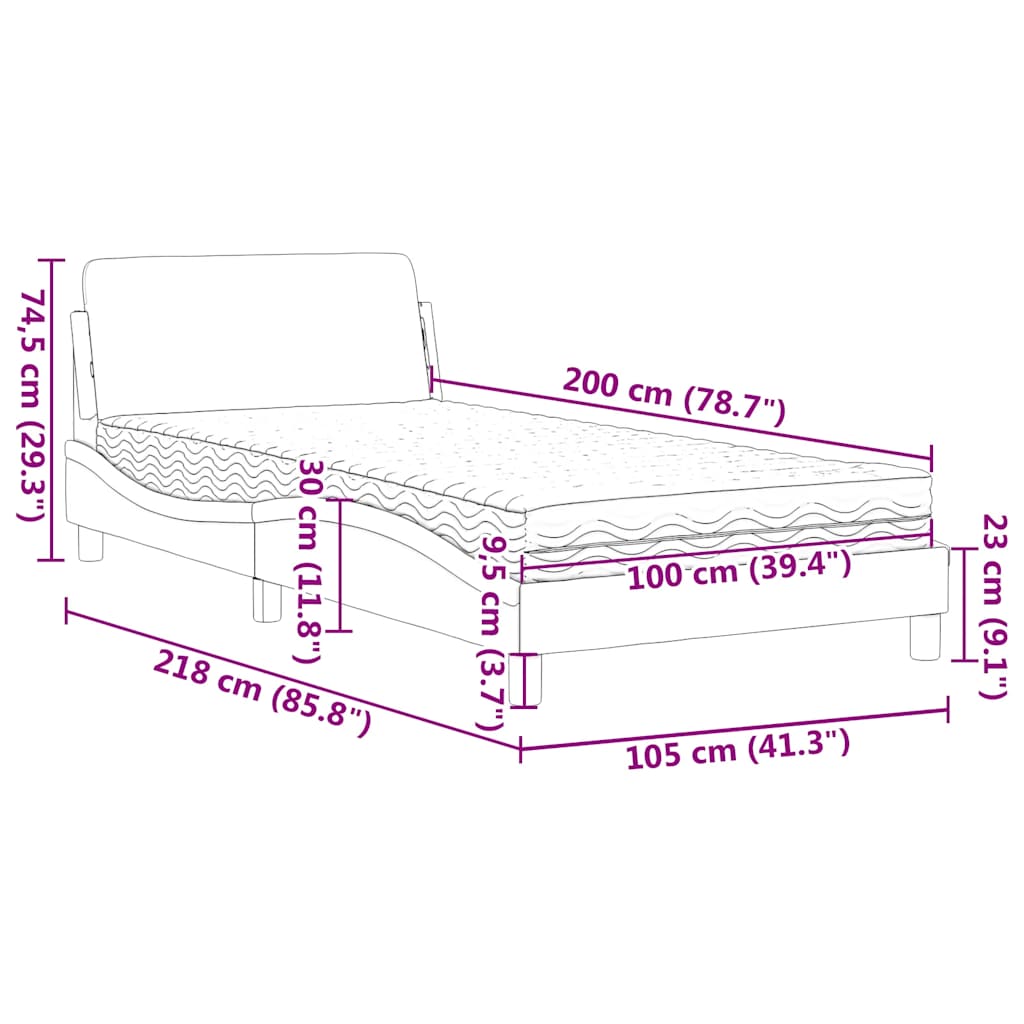 vidaXL Κρεβάτι με Στρώμα Dover Σκούρο Πράσινο 100x200εκ. Βελούδινο
