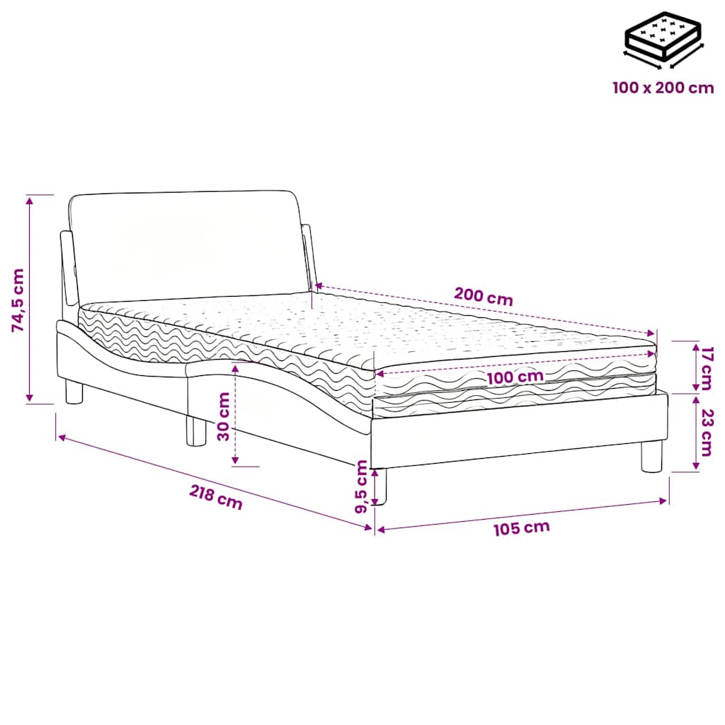vidaXL Κρεβάτι με Στρώμα Dover Καπουτσίνο 100x200 εκ. από Συνθετικό Δέρμα