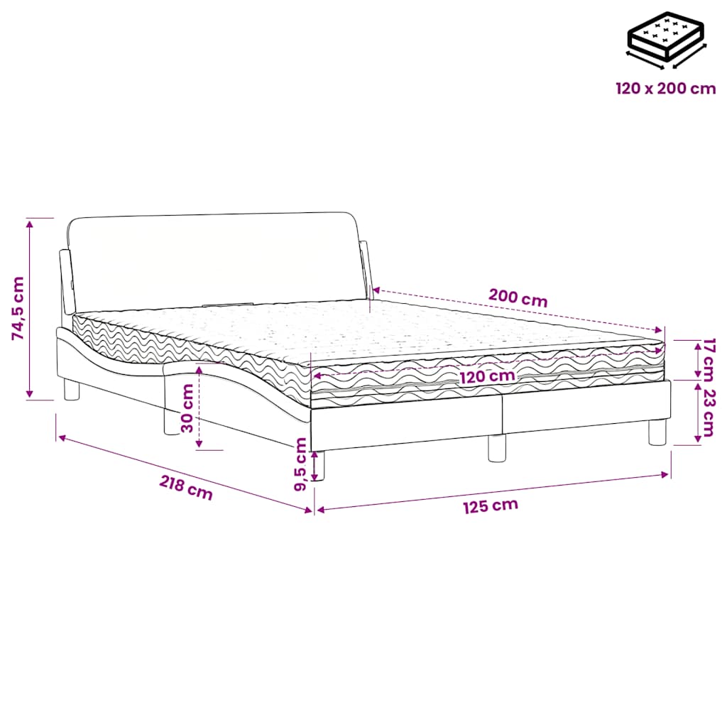 vidaXL Κρεβάτι με Στρώμα Dover Σκούρο Πράσινο 120x200εκ. Βελούδινο