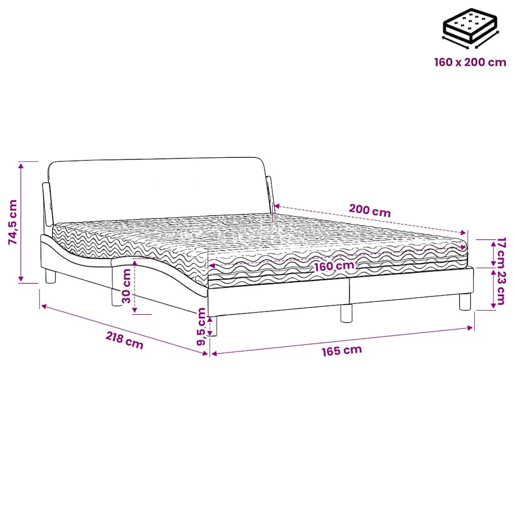 vidaXL Κρεβάτι με Στρώμα Dover Taupe 160x200 εκ. Υφασμάτινο