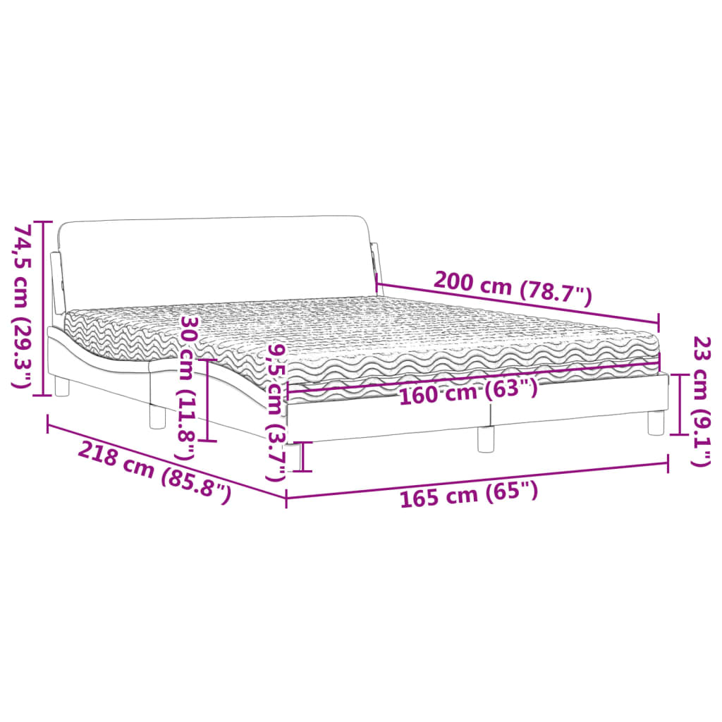 vidaXL Κρεβάτι με Στρώμα Dover Μαύρο 160x200εκ.από Συνθετικό Δέρμα