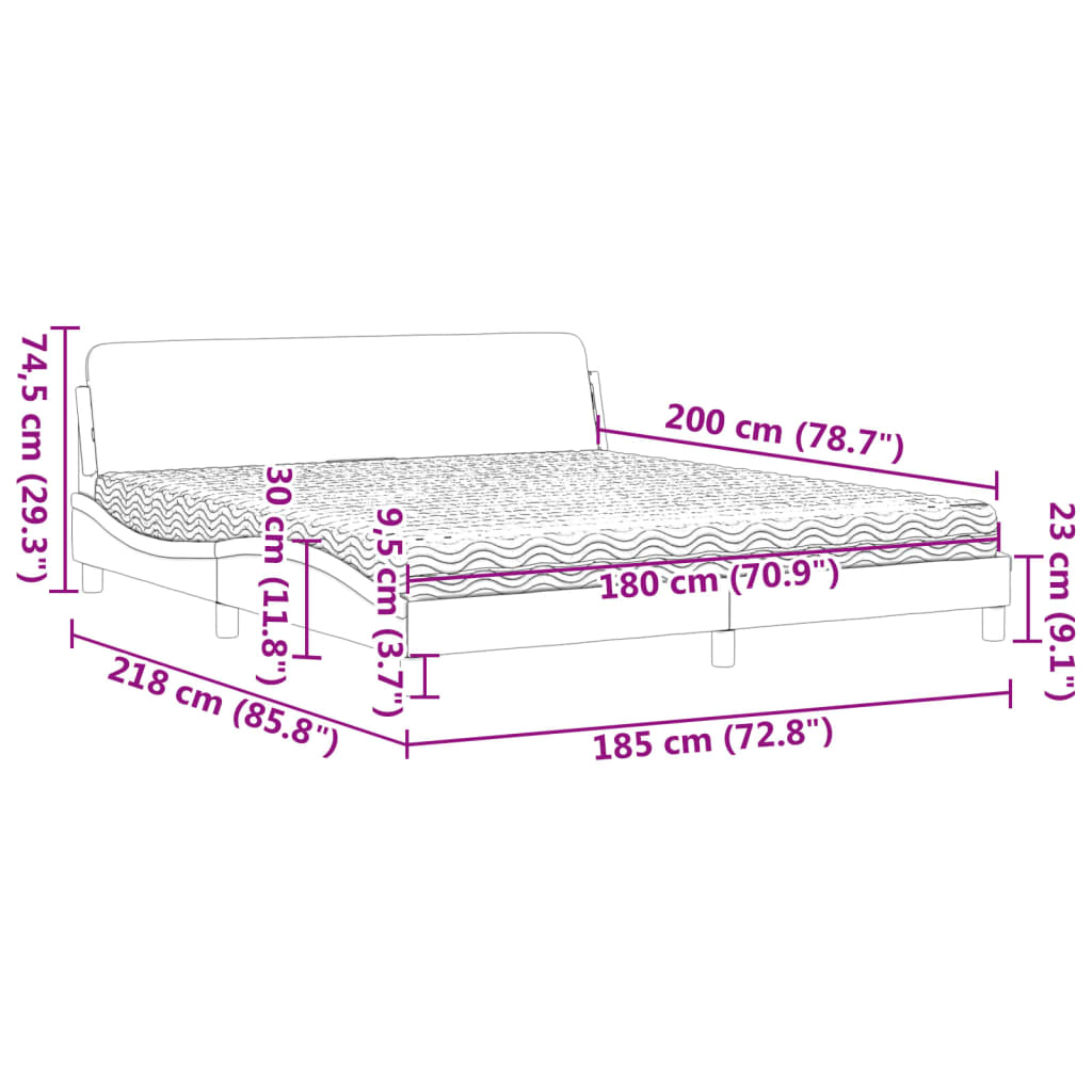 vidaXL Κρεβάτι με Στρώμα Dover Σκούρο Καφέ 180x200 εκ Υφασμάτινο