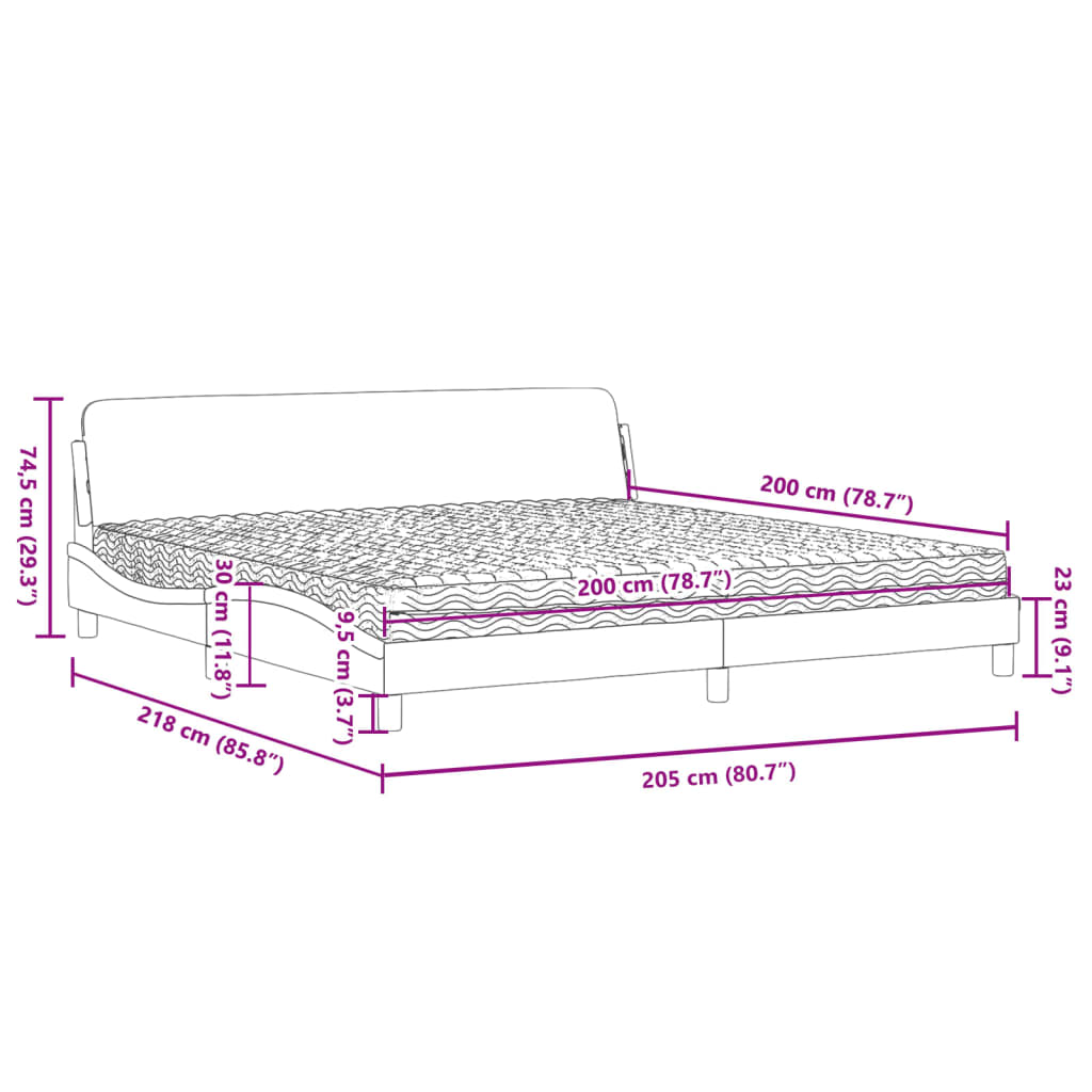 vidaXL Κρεβάτι με Στρώμα Dover Ανοιχτό Γκρι 200x200 εκ. Βελούδινο