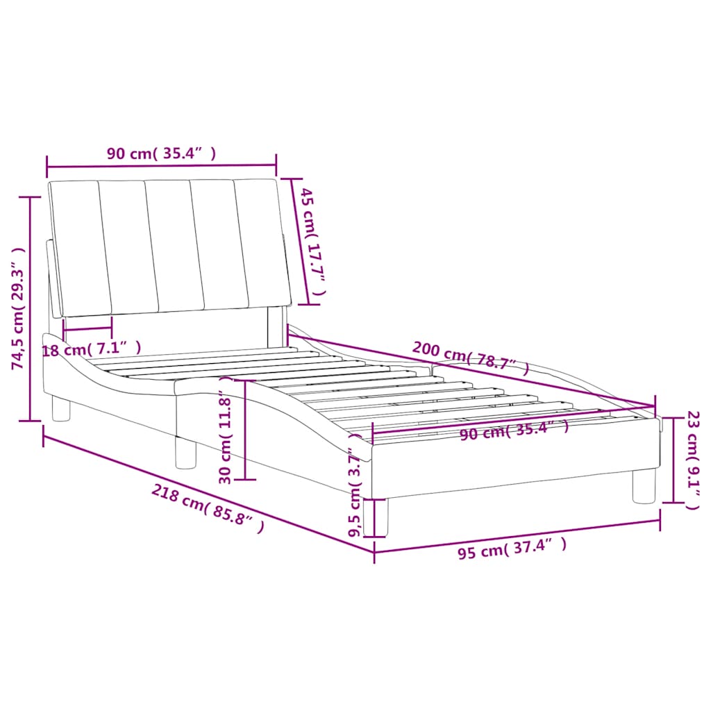 vidaXL Κρεβάτι με Στρώμα Hanko Σκούρο Πράσινο 90x200 εκ. Βελούδινο
