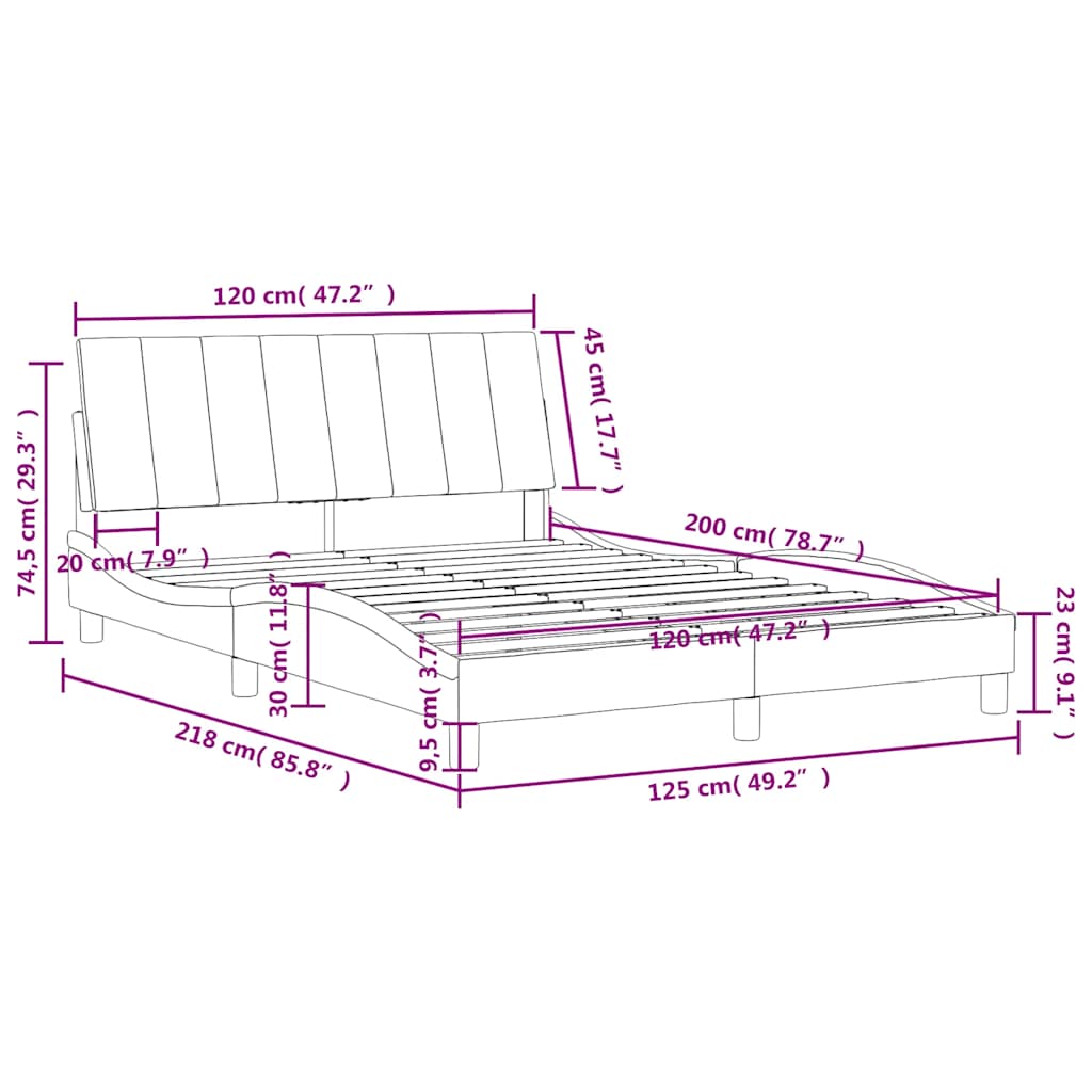 vidaXL Κρεβάτι με Στρώμα Hanko Σκούρο Πράσινο 120x200εκ. Βελούδινο