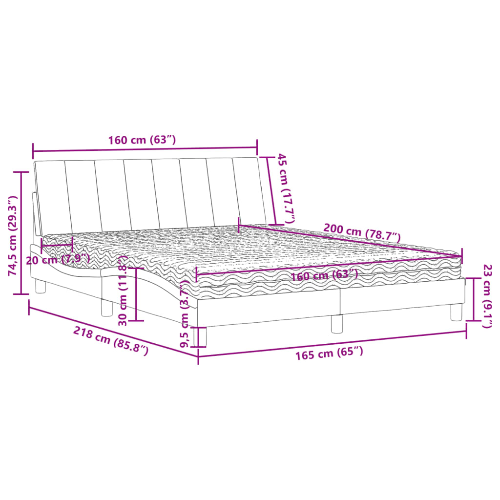 vidaXL Κρεβάτι με Στρώμα Hanko Ροζ 160x200 εκ. Βελούδινο