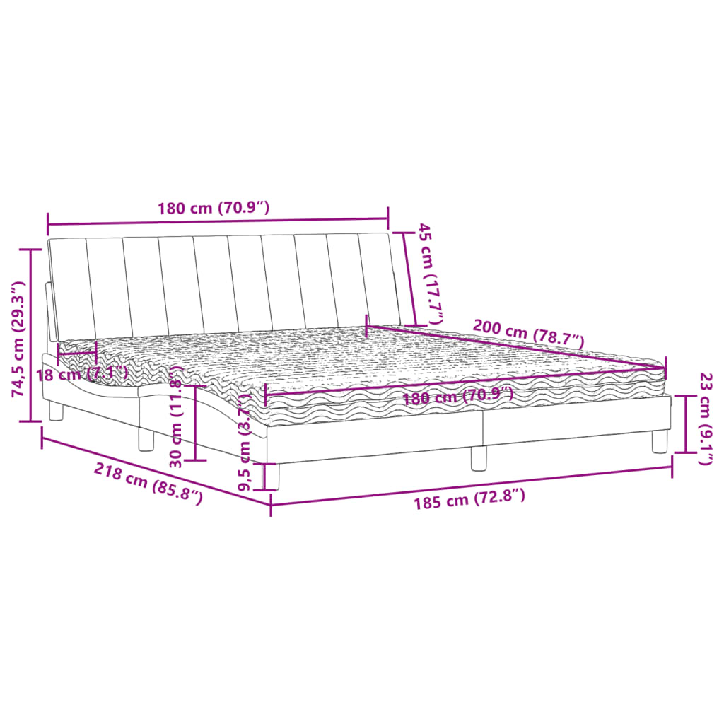 vidaXL Κρεβάτι με Στρώμα Hanko Ροζ 180x200 εκ. Βελούδινο