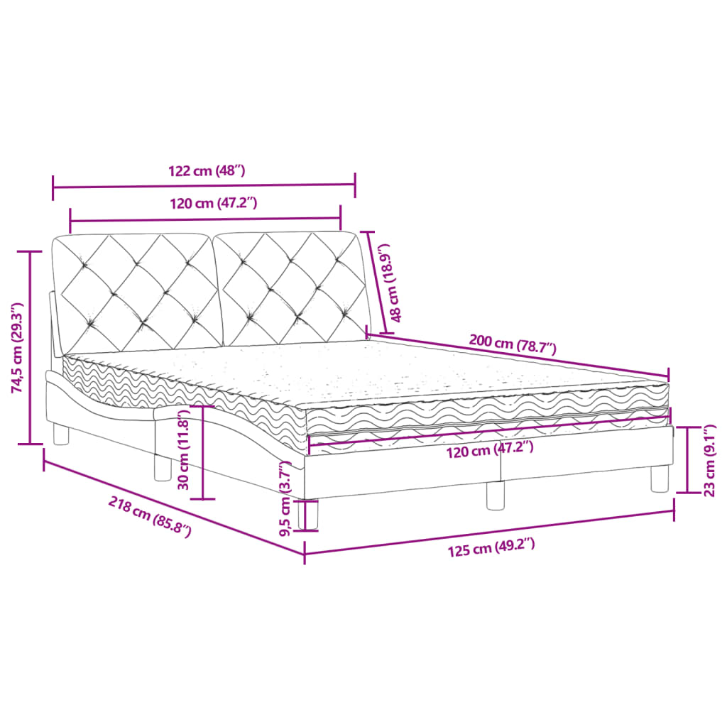vidaXL Κρεβάτι με Στρώμα Ροζ 120x200 εκ. Βελούδινο