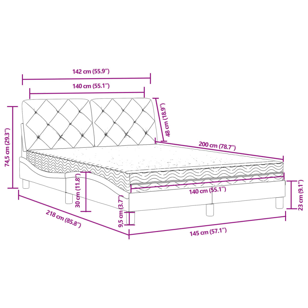 vidaXL Κρεβάτι με Στρώμα Ανοιχτό Γκρι 140x200 εκ. Βελούδινο