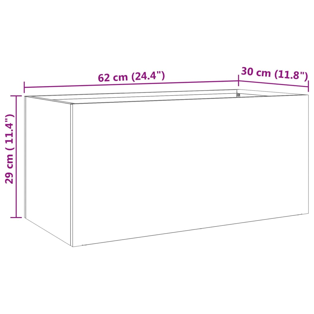 vidaXL Ζαρντινιέρα Ασημί 62x30x29 εκ. από Ανοξείδωτο Ατσάλι