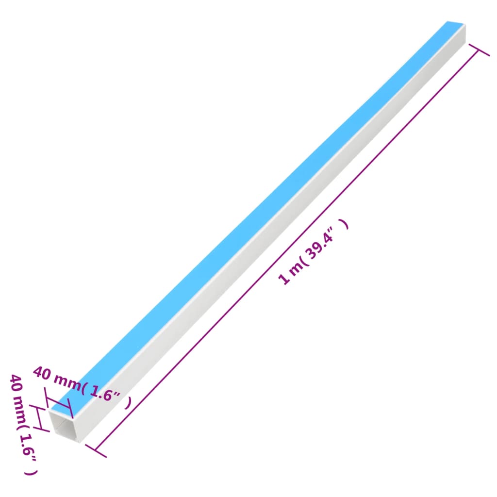 vidaXL Κανάλι Καλωδίων Αυτοκόλλητο 40 x 40 χιλ. 30 μ. από PVC