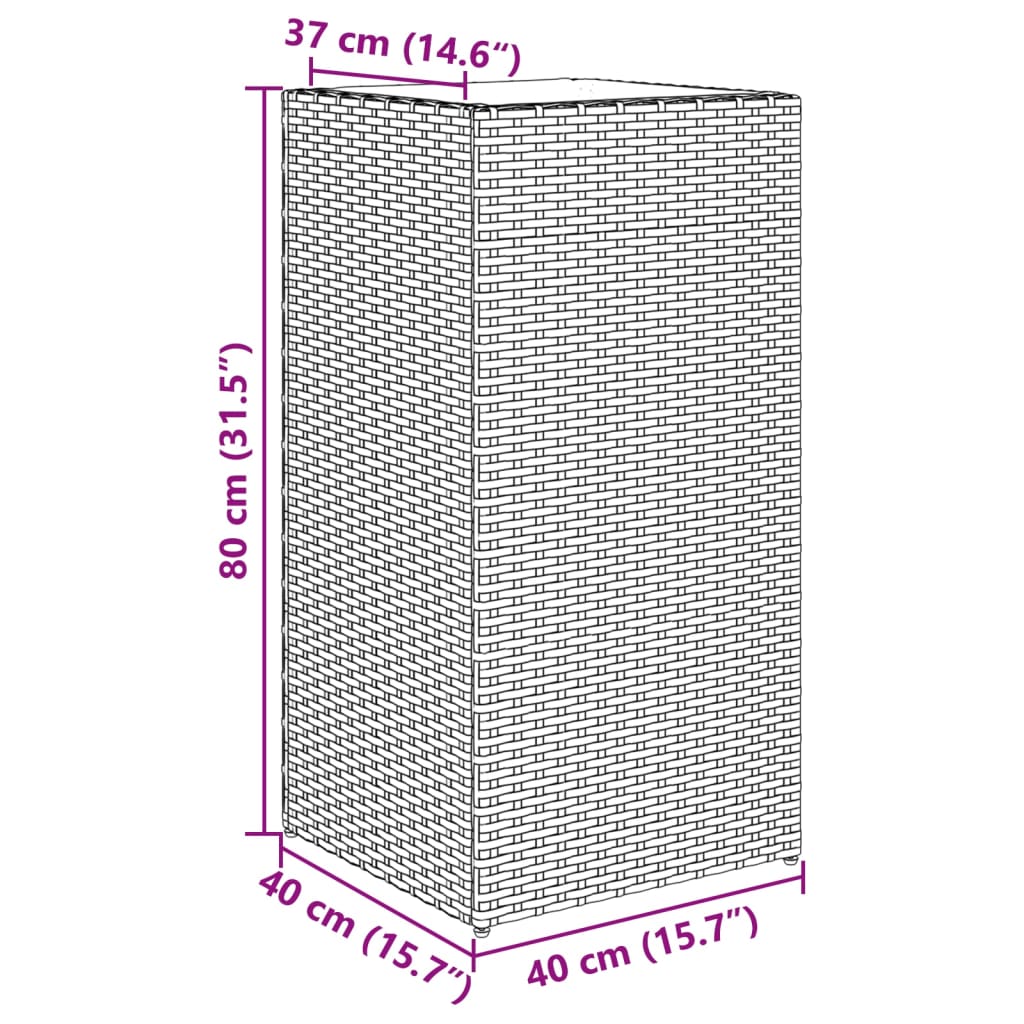 vidaXL Ζαρντινιέρες Κήπου 2 τεμ. Καφέ 40x40x80 εκ. από Συνθετικό Ρατάν