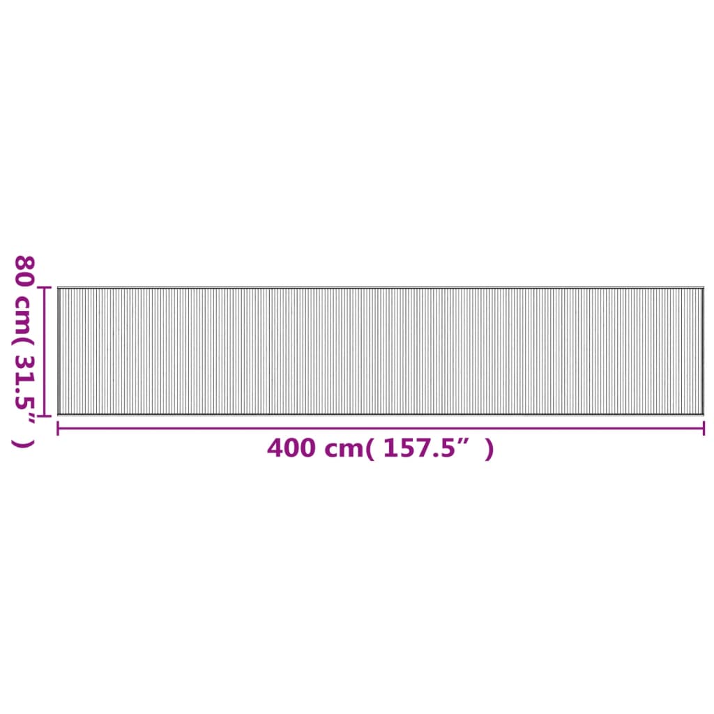 vidaXL Χαλί Ορθογώνιο Μαύρο 80 x 400 εκ. Μπαμπού