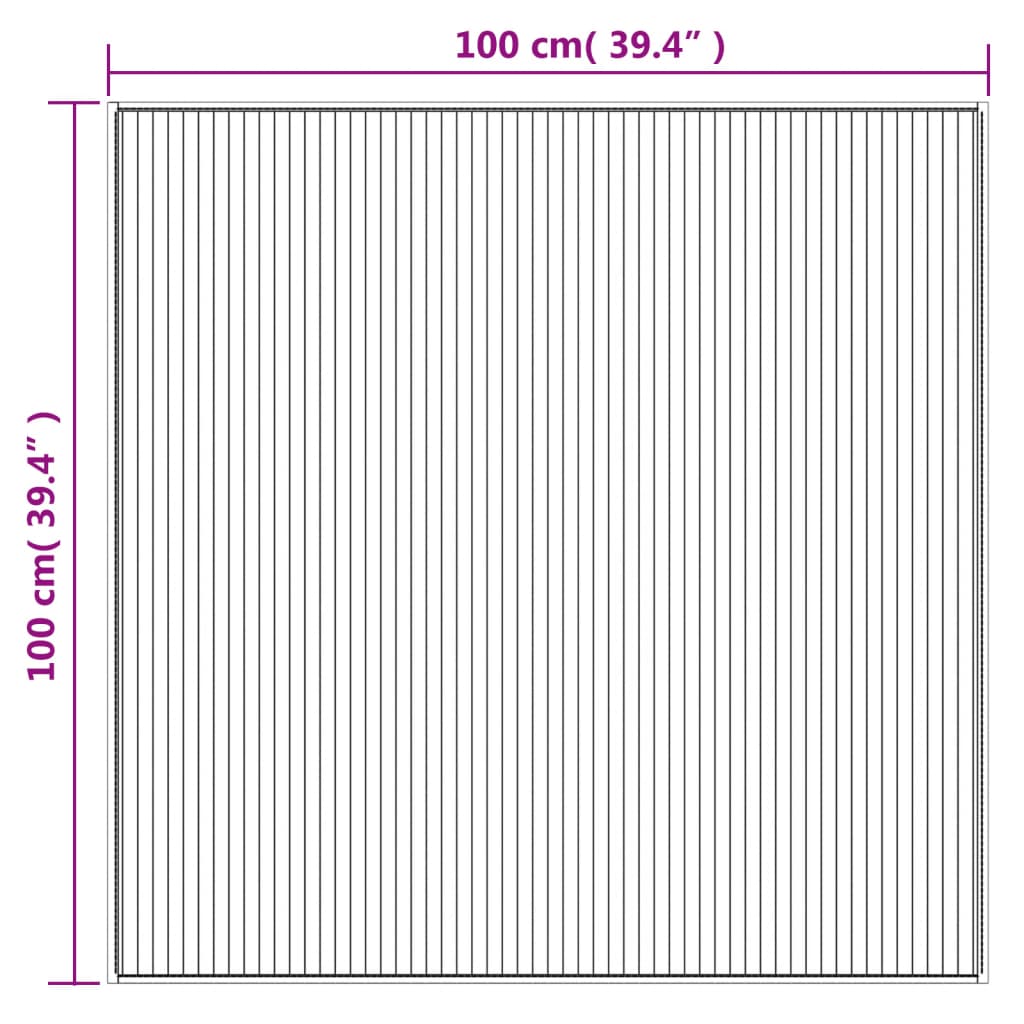 vidaXL Χαλί Τετράγωνο Μαύρο 100x100 εκ. από Μπαμπού