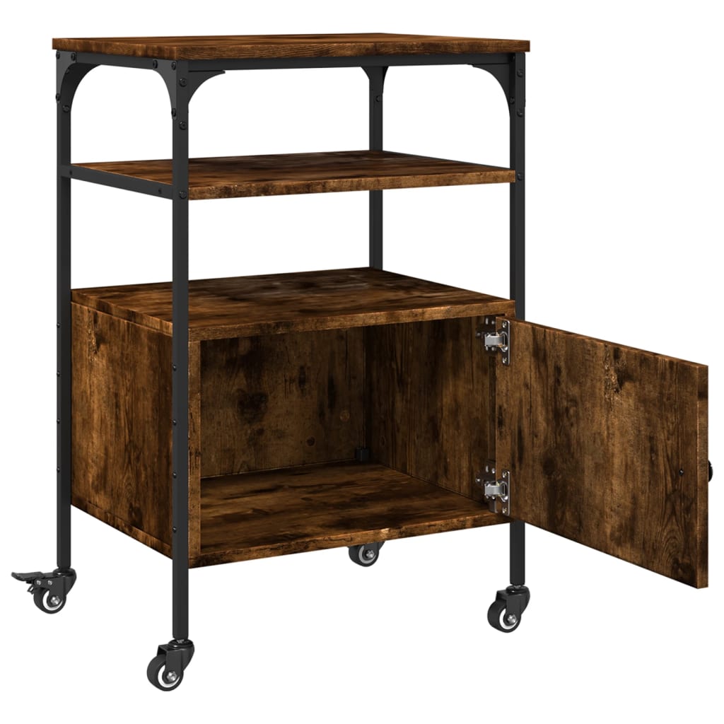 vidaXL Βάση Εκτυπωτή 3 Επιπέδων Καπνιστή Δρυς 50x40x76 εκ Επεξ. Ξύλο