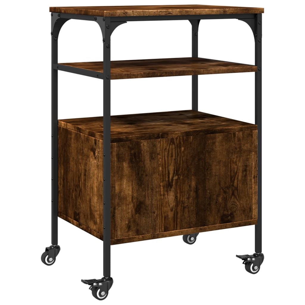 vidaXL Βάση Εκτυπωτή 3 Επιπέδων Καπνιστή Δρυς 50x40x76 εκ Επεξ. Ξύλο