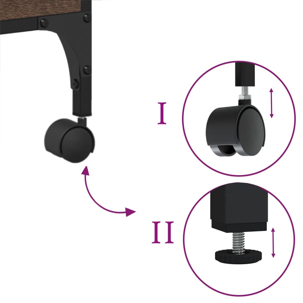 vidaXL Τρόλεϊ Κουζίνας Καφέ Δρυς 60,5x31x72,5 εκ. Επεξεργασμένο Ξύλο