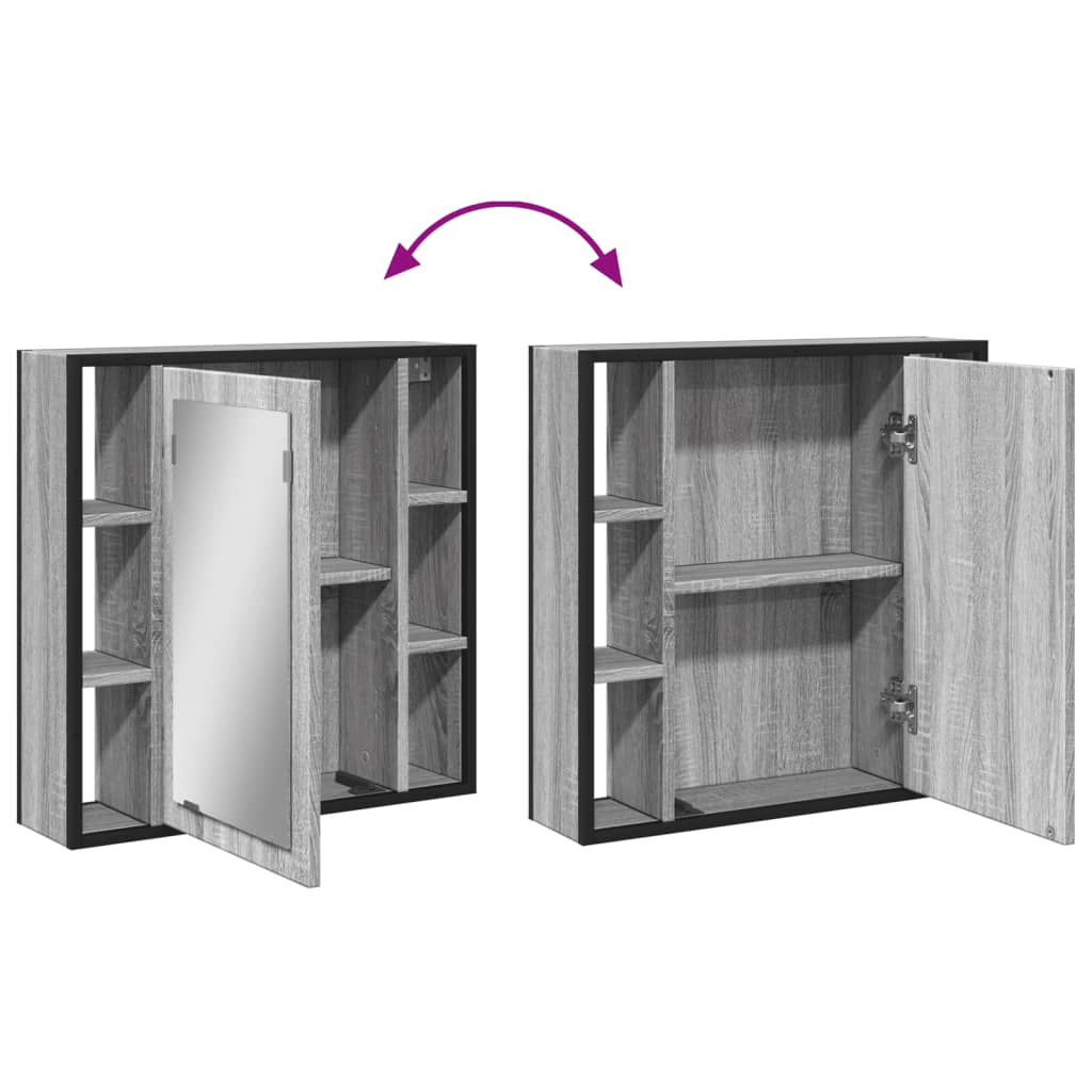 vidaXL Καθρέφτης Μπάνιου Ντουλάπι Γκρι Sonoma 60x16x60 εκ Επεξ. Ξύλο