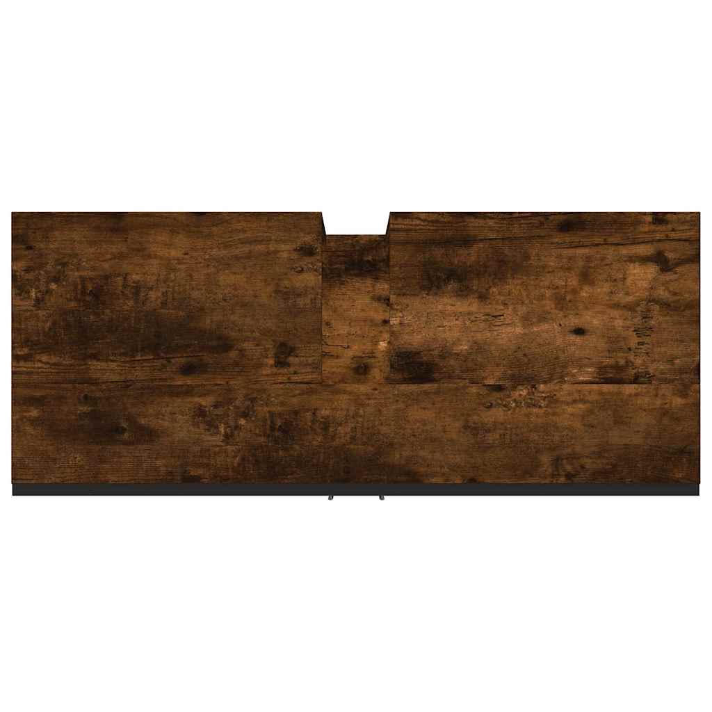 vidaXL Ντουλάπι Μπάνιου Νιπτήρα Καπνιστή Δρυς 80x33x60 εκ. Επεξ. Ξύλο