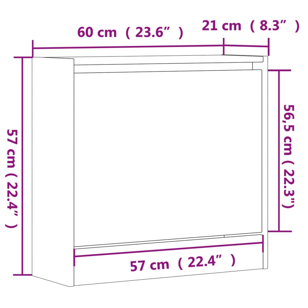 vidaXL Παπουτσοθήκη Γκρι Sonoma 60x21x57 εκ. από Επεξεργ. Ξύλο