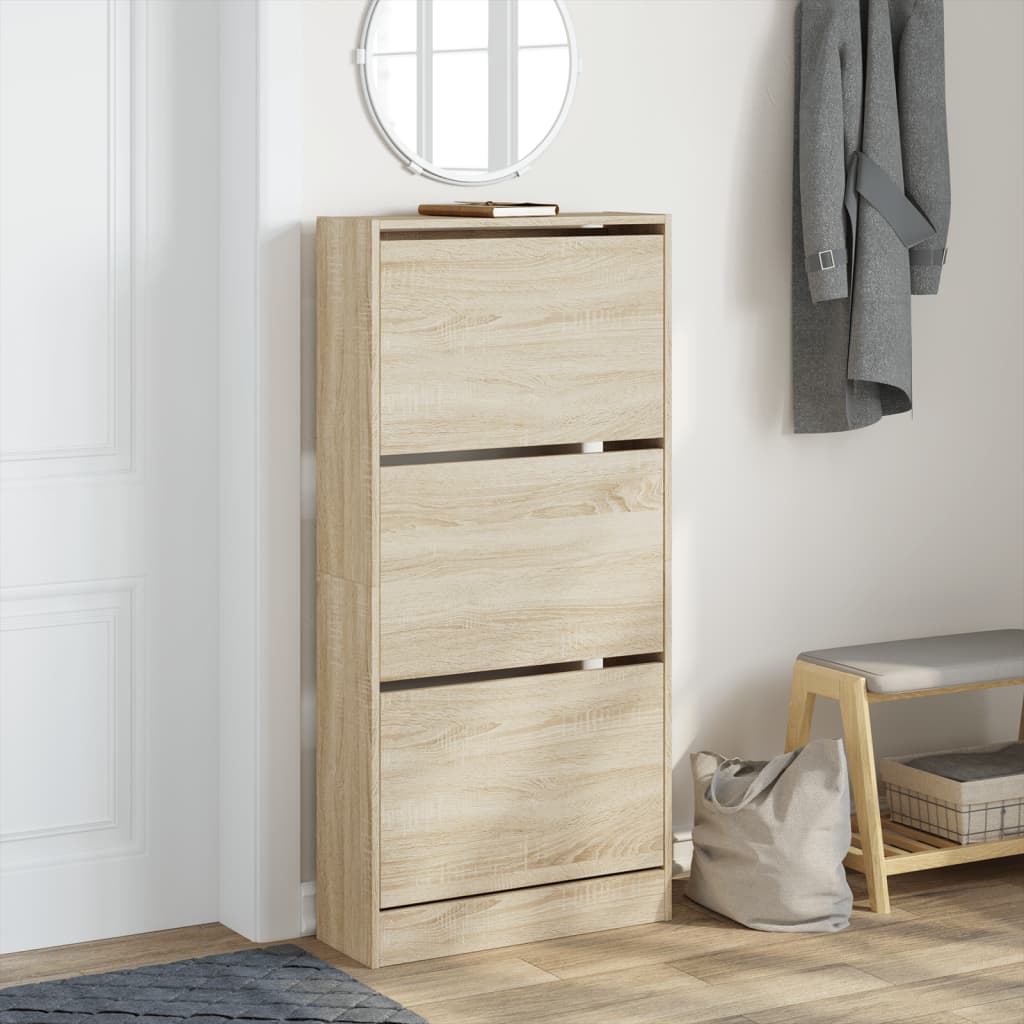 vidaXL Παπουτσοθήκη Sonoma Δρυς 60x21x125,5 εκ. από Επεξεργασμένο Ξύλο