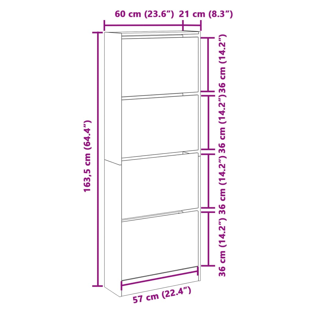 vidaXL Παπουτσοθήκη Καπνιστή Δρυς 60x21x163,5 εκ. από Επεξεργ. Ξύλο