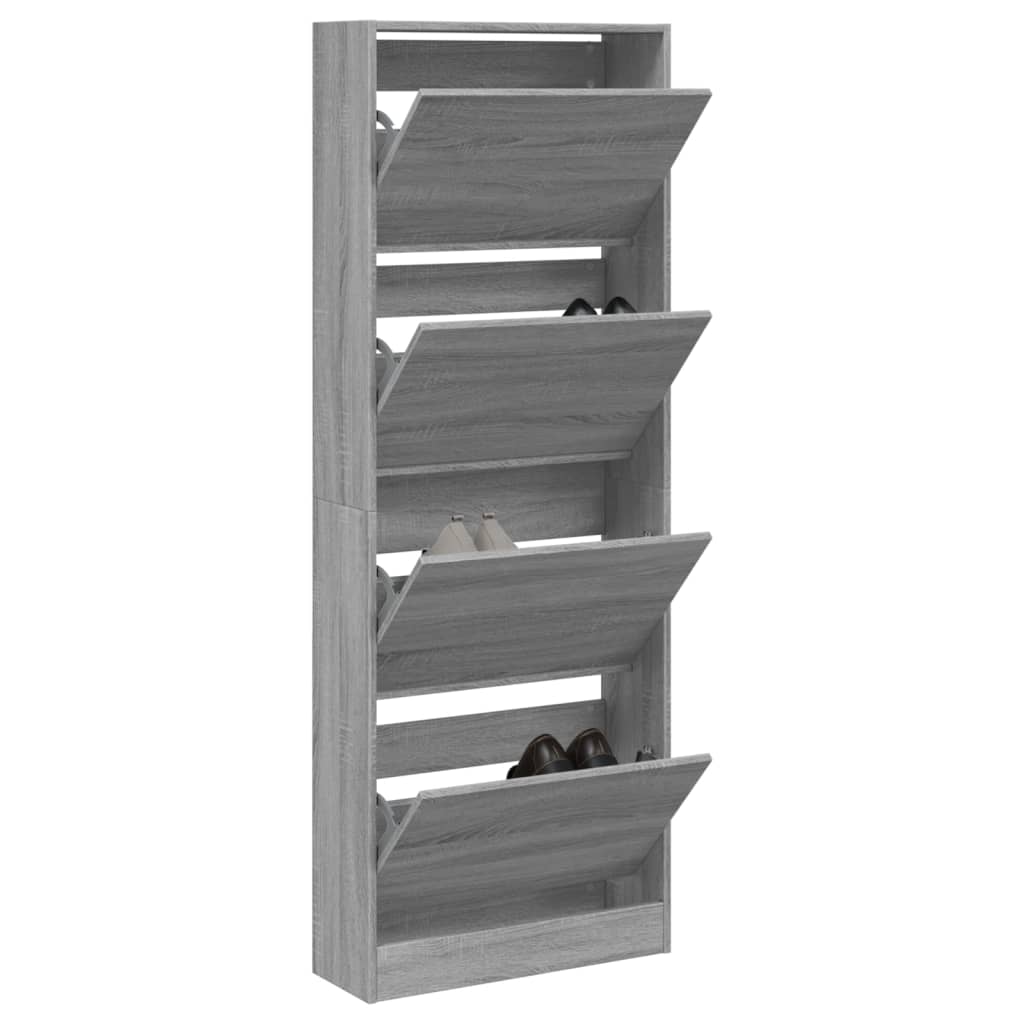 vidaXL Παπουτσοθήκη Γκρι Sonoma 60x21x163,5 εκ. από Επεξεργ. Ξύλο