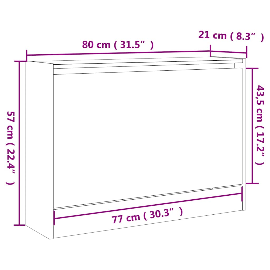 vidaXL Παπουτσοθήκη Sonoma Δρυς 80x21x57 εκ. από Επεξεργασμένο Ξύλο