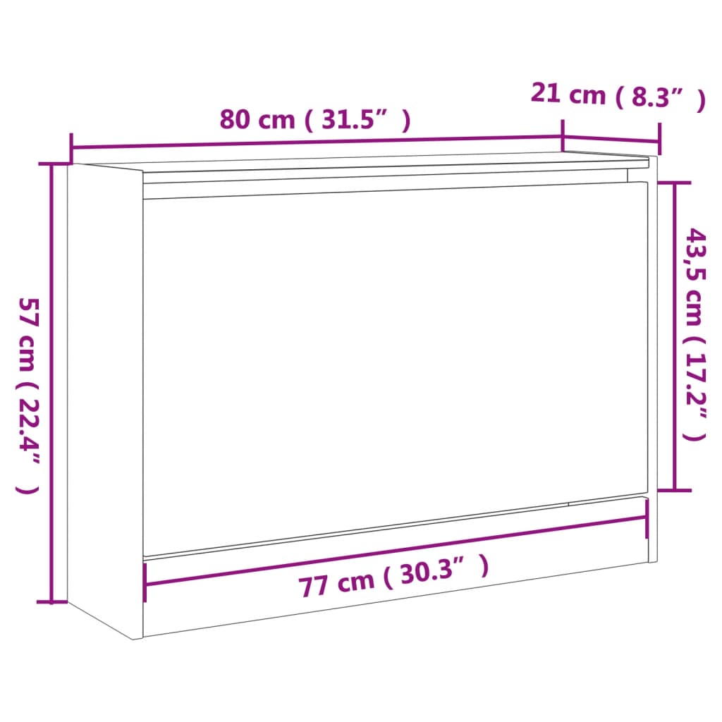 vidaXL Παπουτσοθήκη Γκρι Sonoma 80x21x57 εκ. από Επεξεργ. Ξύλο