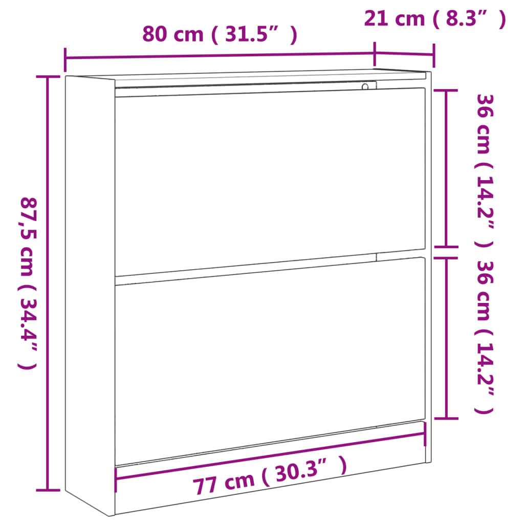 vidaXL Παπουτσοθήκη Λευκή 80x21x87,5 εκ. από Επεξεργασμένο Ξύλο