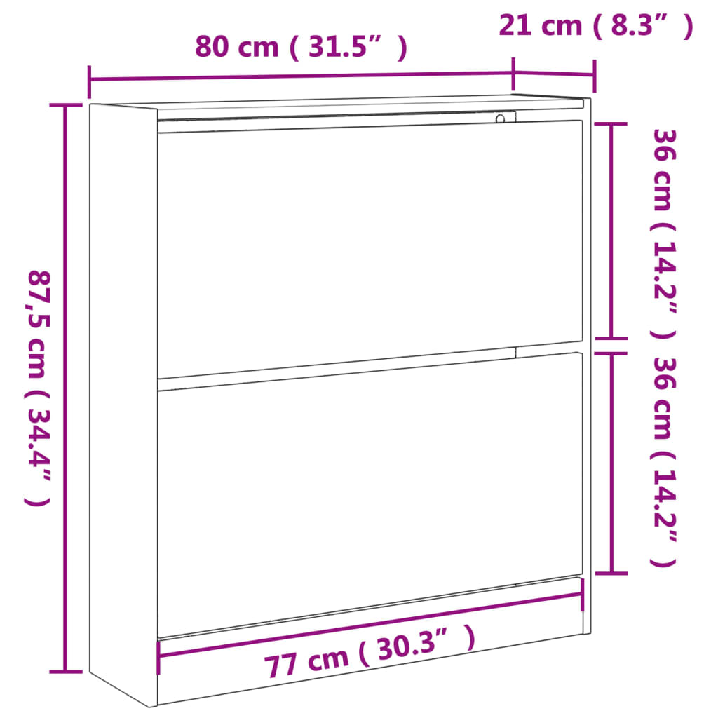 vidaXL Παπουτσοθήκη Γκρι Σκυροδέματος 80x21x87,5εκ. Επεξεργασμένο Ξύλο