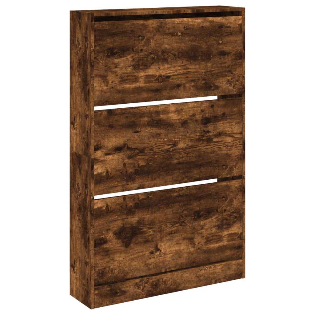 vidaXL Παπουτσοθήκη Καπνιστή Δρυς 80x21x125,5 εκ. από Επεξεργ. Ξύλο
