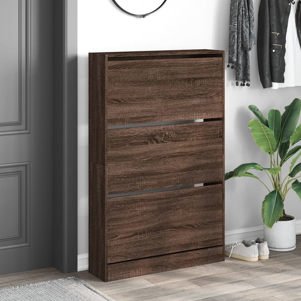 vidaXL Παπουτσοθήκη Καφέ δρυς 80x21x125,5 εκ. από Επεξεργασμένο Ξύλο