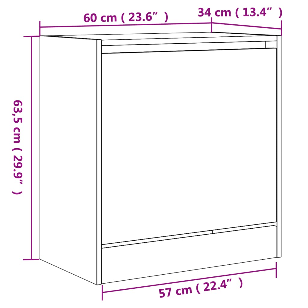 vidaXL Παπουτσοθήκη Γκρι Sonoma 60x34x63,5 εκ. από Επεξεργ. Ξύλο