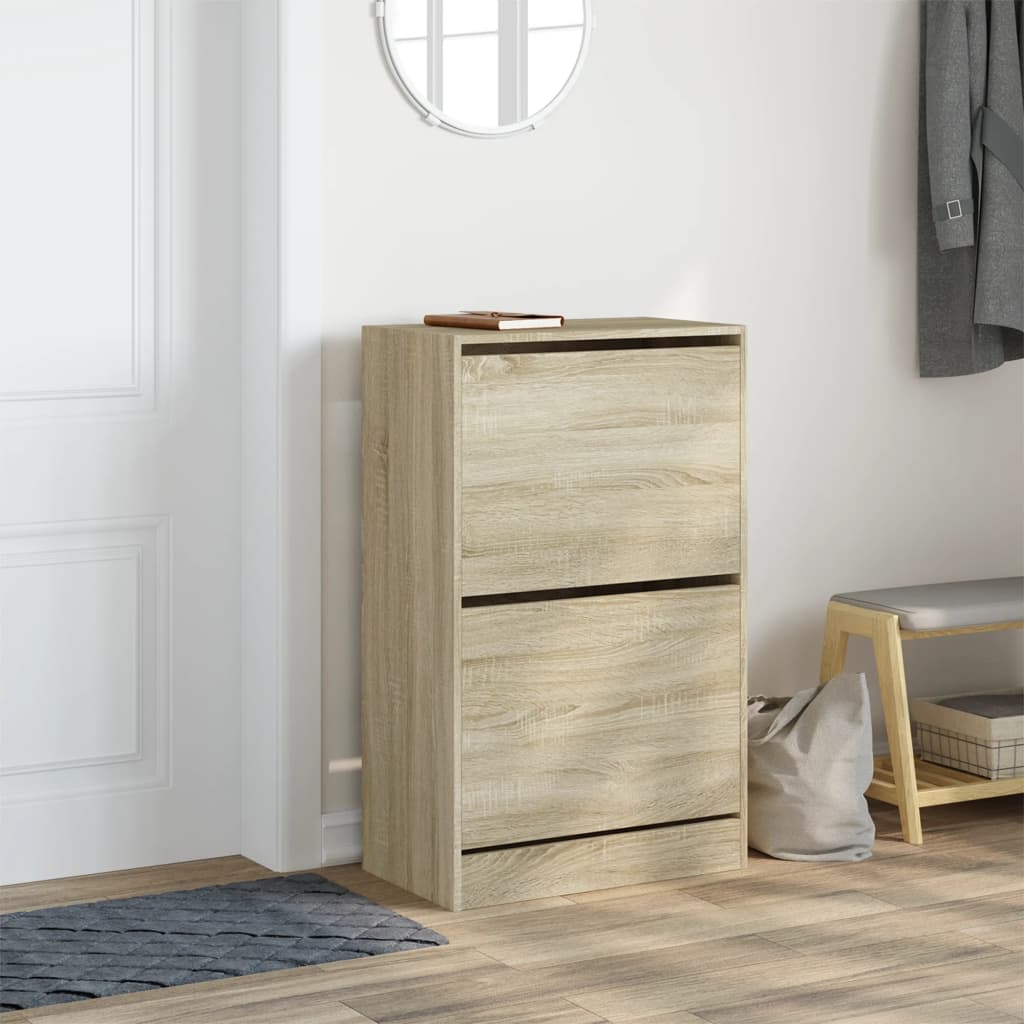 vidaXL Παπουτσοθήκη Sonoma Δρυς 60x34x96,5 εκ. από Επεξεργασμένο Ξύλο
