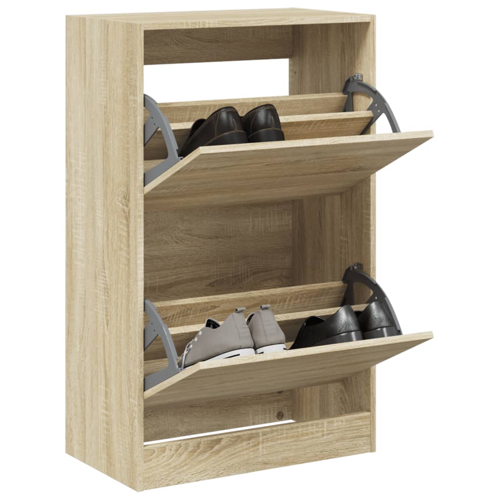 vidaXL Παπουτσοθήκη Sonoma Δρυς 60x34x96,5 εκ. από Επεξεργασμένο Ξύλο