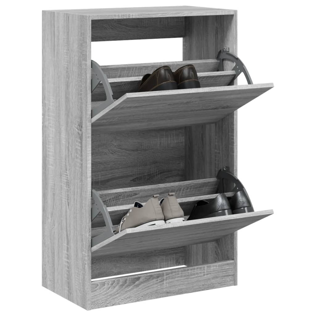 vidaXL Παπουτσοθήκη Γκρι Sonoma 60x34x96,5 εκ. από Επεξεργ. Ξύλο