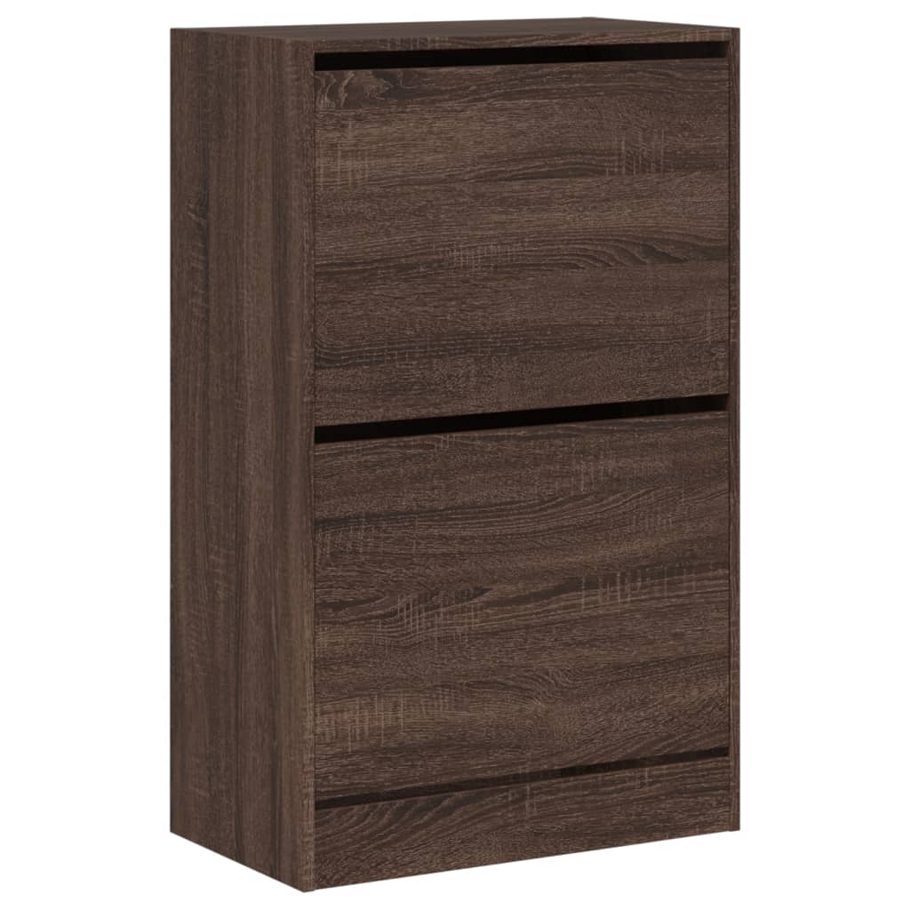 vidaXL Παπουτσοθήκη Καπνιστή Δρυς 60x34x96,5εκ. από Επεξεργασμένο Ξύλο