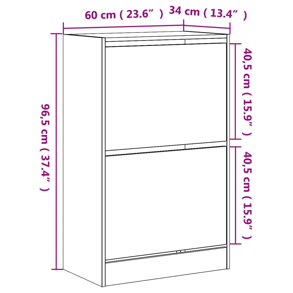 vidaXL Παπουτσοθήκη Καπνιστή Δρυς 60x34x96,5εκ. από Επεξεργασμένο Ξύλο