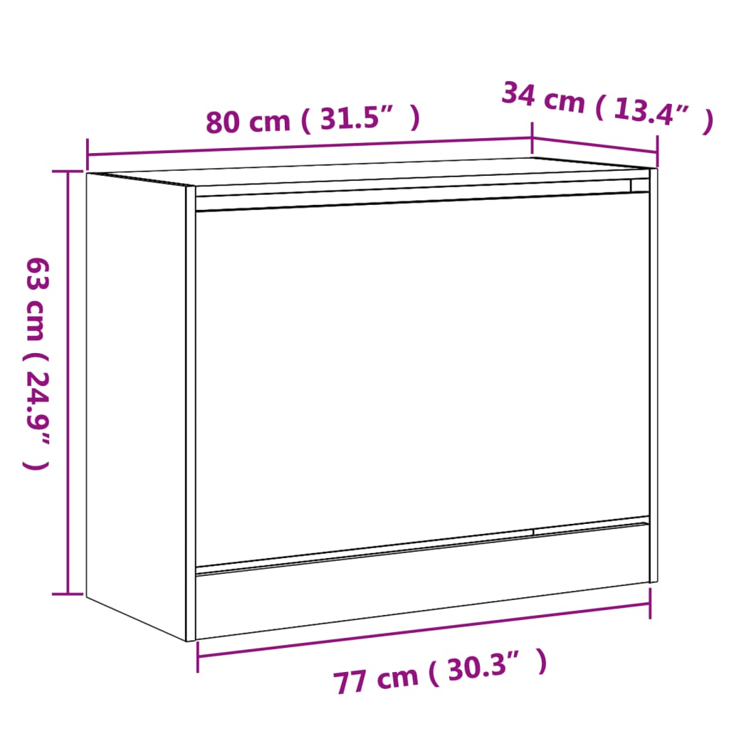vidaXL Παπουτσοθήκη Γκρι Sonoma 80x34x63 εκ. από Επεξεργ. Ξύλο