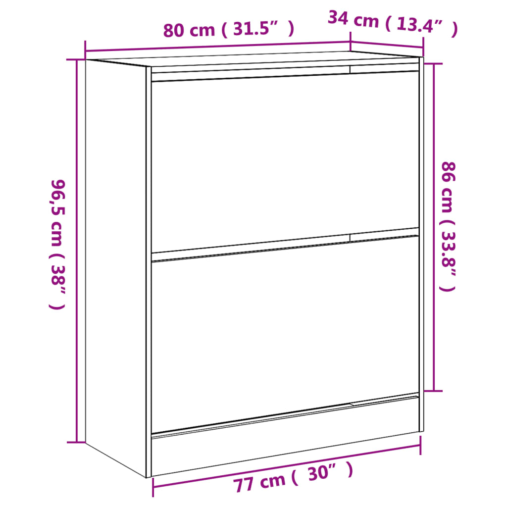 vidaXL Παπουτσοθήκη Λευκή 80x34x96,5 εκ. από Επεξεργασμένο Ξύλο