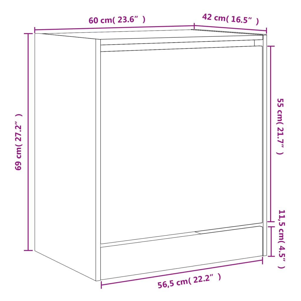 vidaXL Παπουτσοθήκη Λευκή 60x42x69 εκ. από Επεξεργασμένο Ξύλο