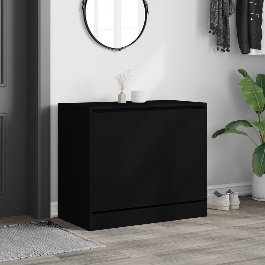 vidaXL Παπουτσοθήκη Μαύρη 80x42x69 εκ. από Επεξεργασμένο Ξύλο