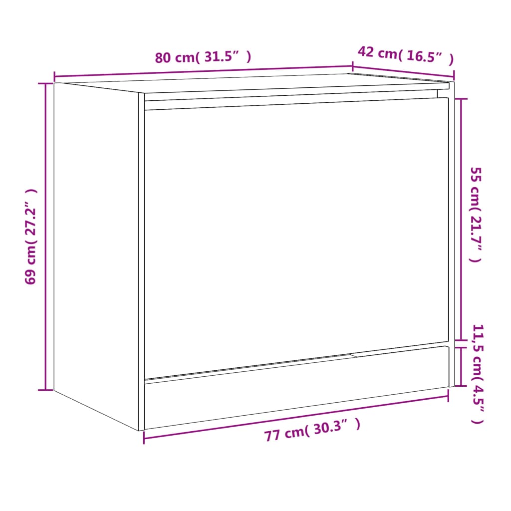 vidaXL Παπουτσοθήκη Sonoma Δρυς 80x42x69 εκ. από Επεξεργασμένο Ξύλο