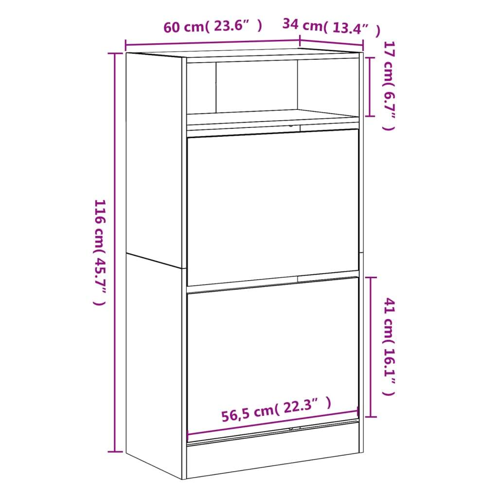 vidaXL Παπουτσοθήκη Λευκή 60 x 34 x 116 εκ. από Επεξεργασμένο Ξύλο