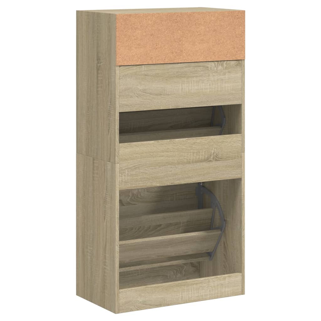 vidaXL Παπουτσοθήκη Sonoma Δρυς 60x34x116 εκ. από Επεξεργασμένο Ξύλο