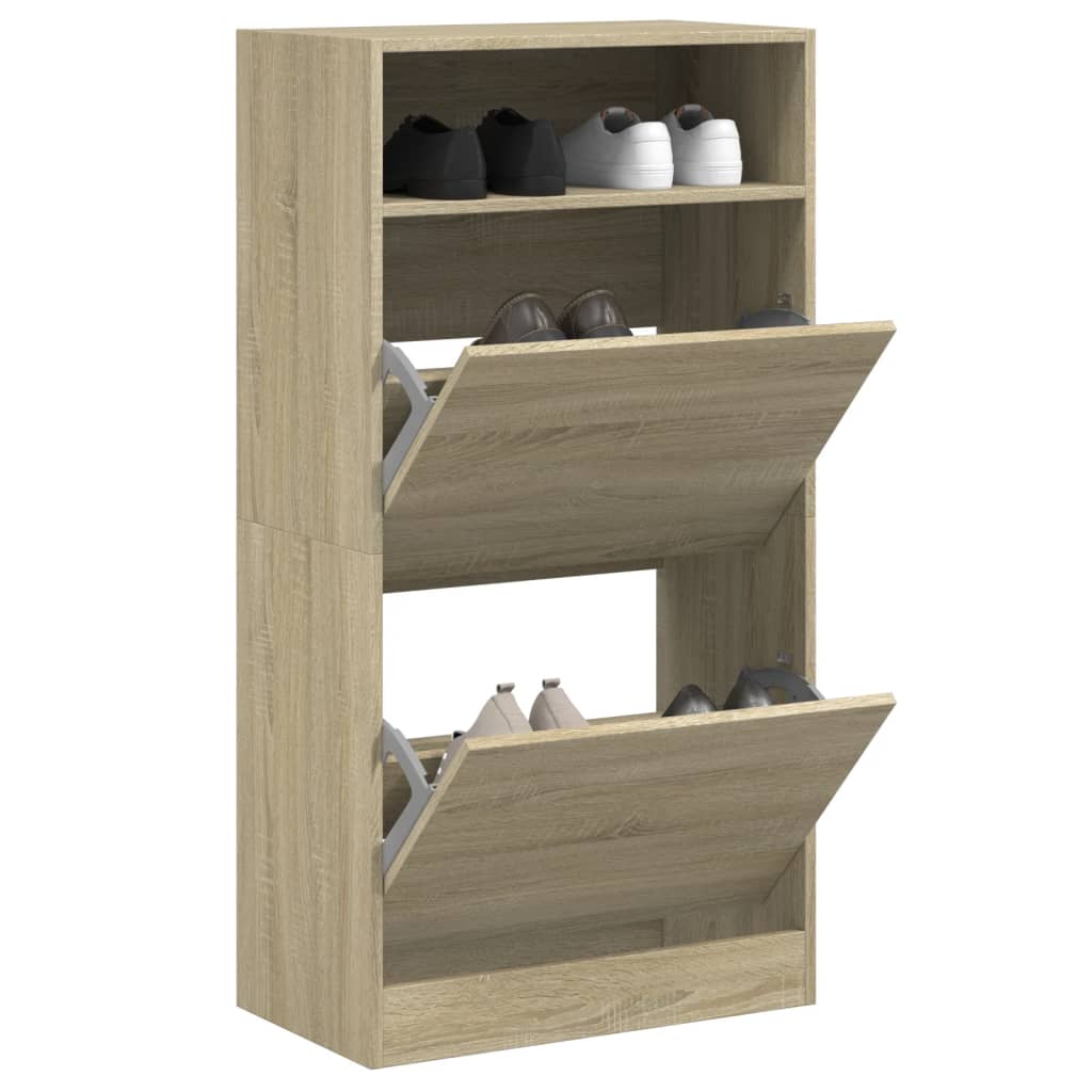 vidaXL Παπουτσοθήκη Sonoma Δρυς 60x34x116 εκ. από Επεξεργασμένο Ξύλο