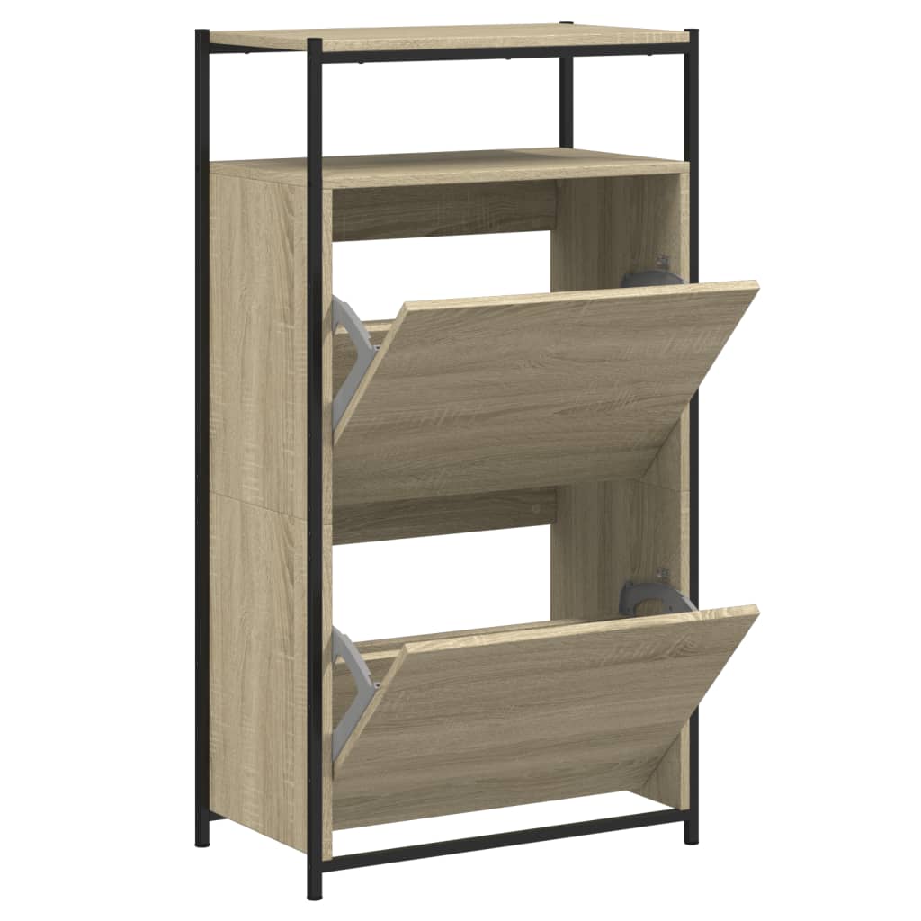 vidaXL Παπουτσοθήκη Sonoma Δρυς 60x34x112 εκ. από Επεξεργασμένο Ξύλο