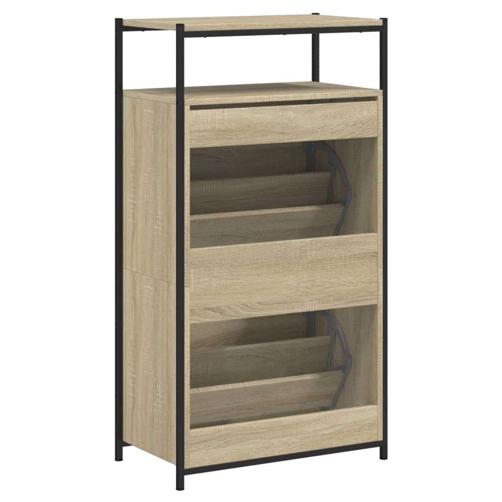 vidaXL Παπουτσοθήκη Sonoma Δρυς 60x34x112 εκ. από Επεξεργασμένο Ξύλο